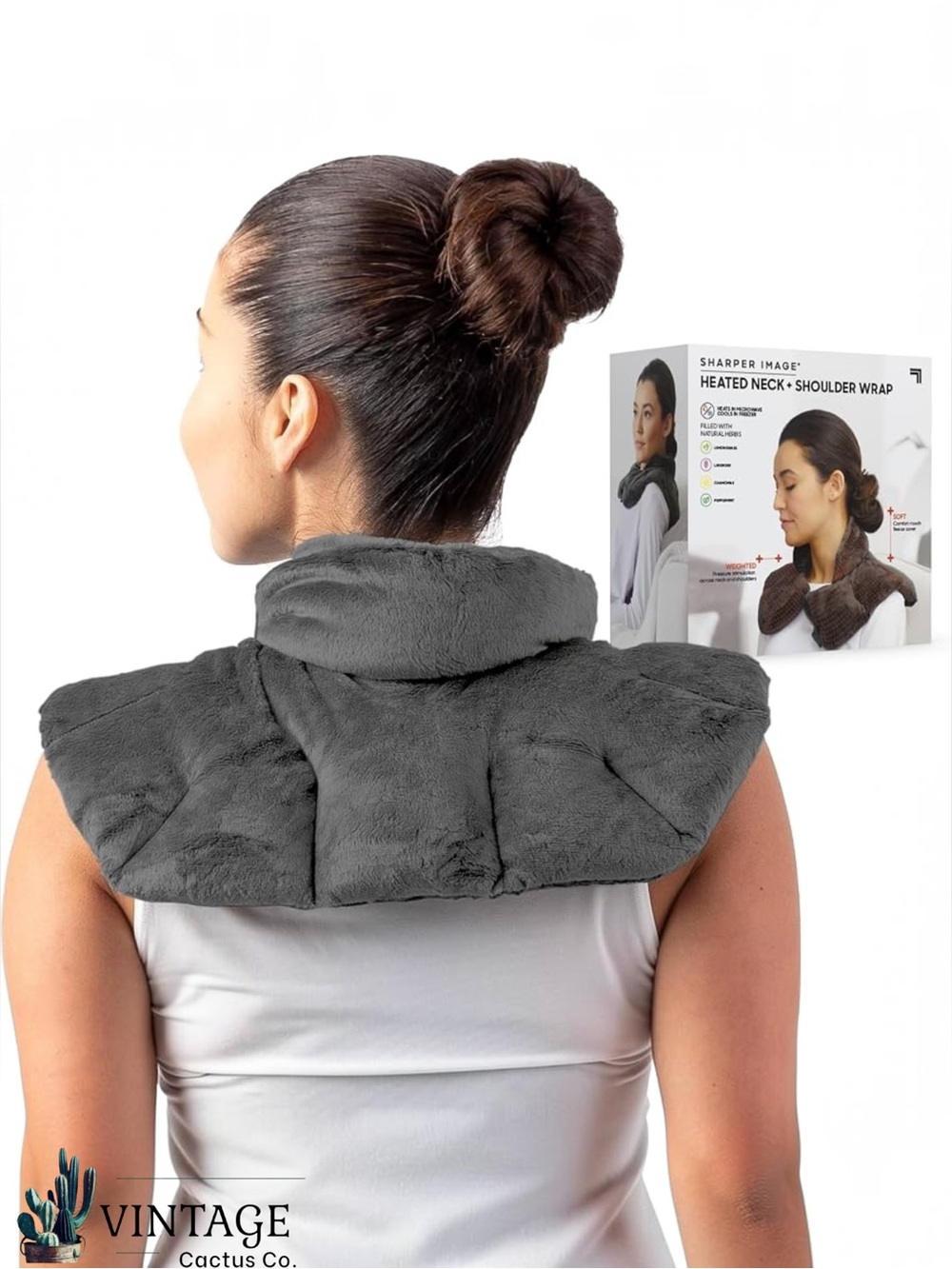 NIB! Sharper Image Heating & Cooling Neck & Shoulder Wrap - Gray
